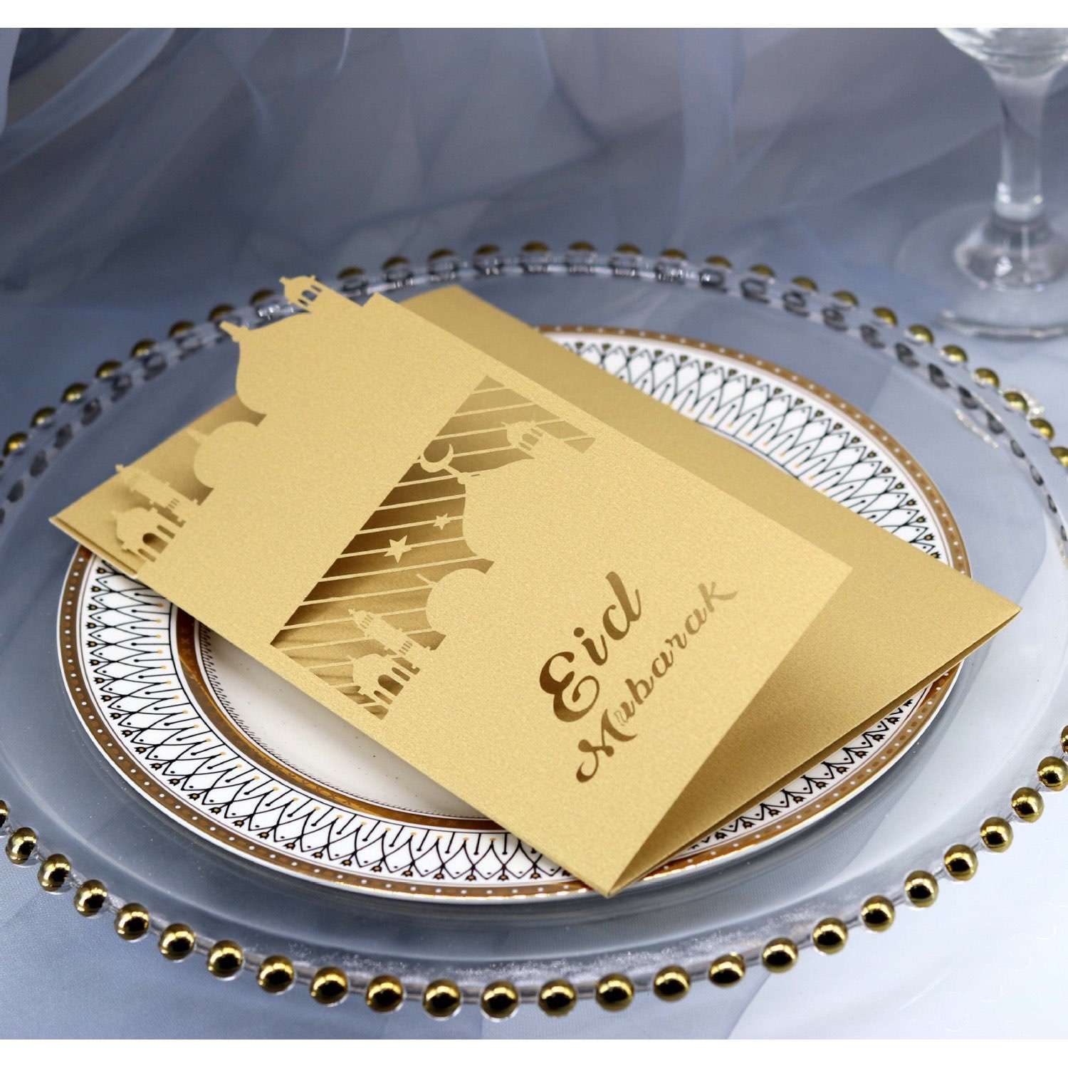  Eid Mubarak Greeting Card With Envelope The Middle East Laser Cut Invitation Card Rectangle